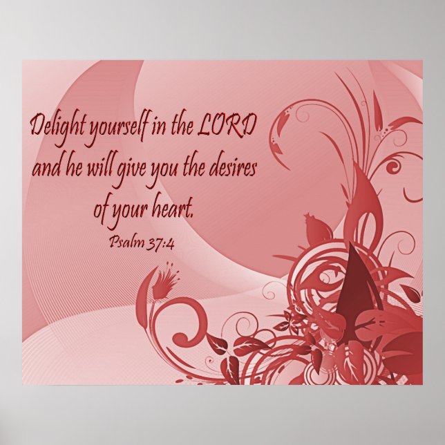 Christian Poster with Bible Verse Psalm 37:4 (Front)