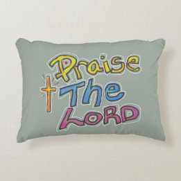 Christian ‘Praise the LORD’ with Cross Decorative Cushion