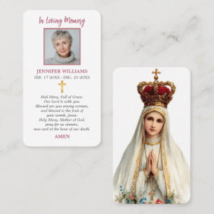 Christian Prayer Card Our Lady of Fatima