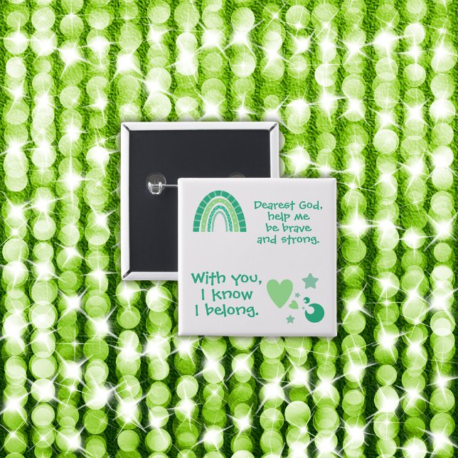 Christian Prayer for kids Green | 15 Cm Square Badge (Creator Uploaded)