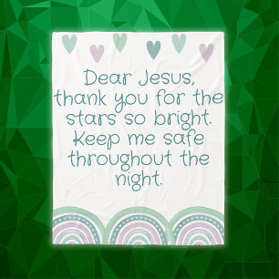 Christian Prayer for kids Green & Pink   Fleece Blanket