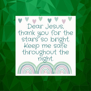 Christian Prayer for kids Green & Pink Poster