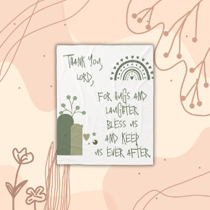 Christian Prayer for kids Olive Green Fleece Blanket