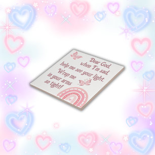 Christian Prayer for kids Pink Ceramic Tile