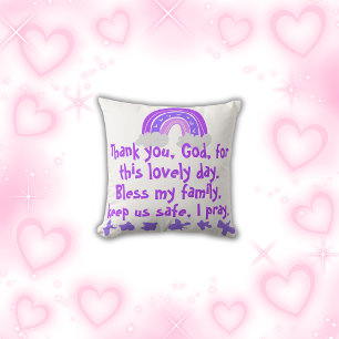 Christian Prayer for kids Purple & Pink Cushion