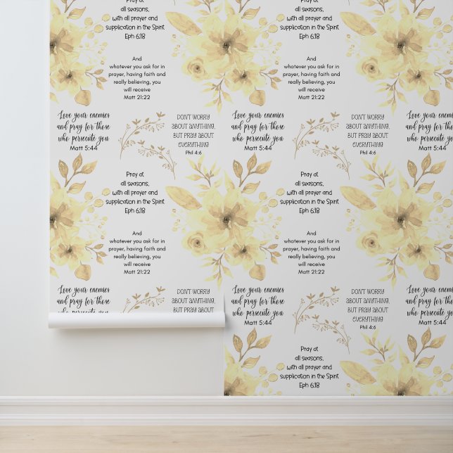 Christian PRAYER Lemon Floral Wallpaper (Application)