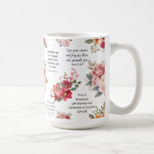 Christian PRAYER Peach Floral Coffee Mug
