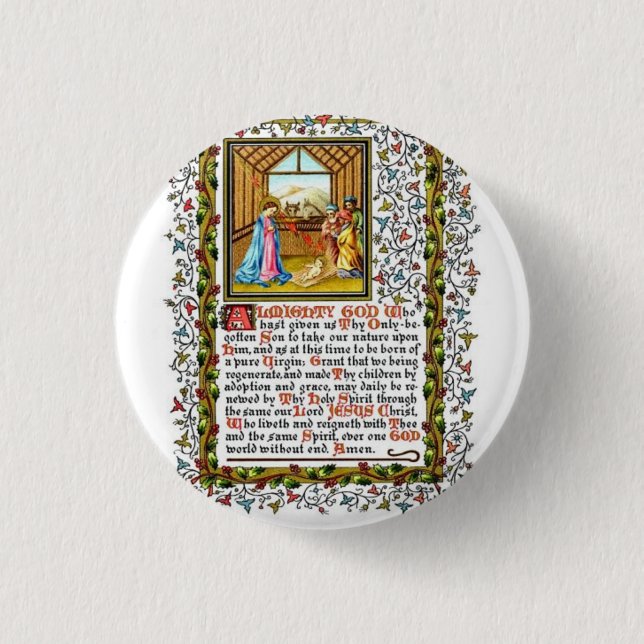 Christian Prayer With Nativity 3 Cm Round Badge (Front)