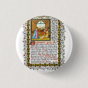 Christian Prayer With Nativity 3 Cm Round Badge