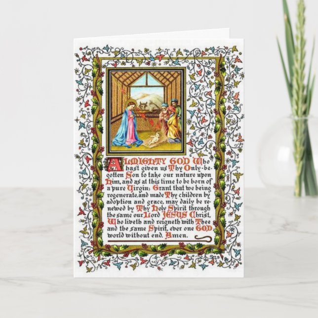 Christian Prayer With Nativity Holiday Card (Front)