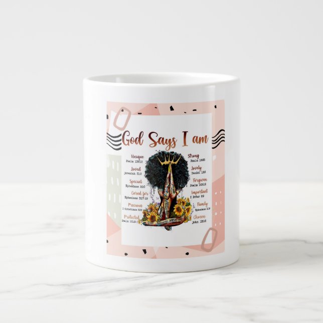 Christian praying black queen melanin sista women large coffee mug (Front)