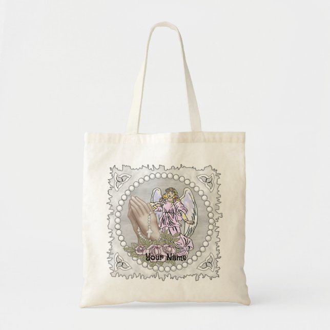 Christian Praying Rosary Angel  Tote Bag (Front)