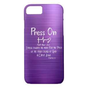 Christian Press On with Philippians 3.14 Scripture iPhone 8/7 Case