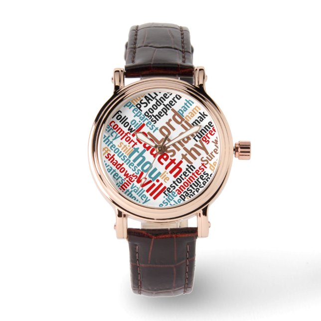 Christian PSALM 23 Colourful Word Art Watch (Front)
