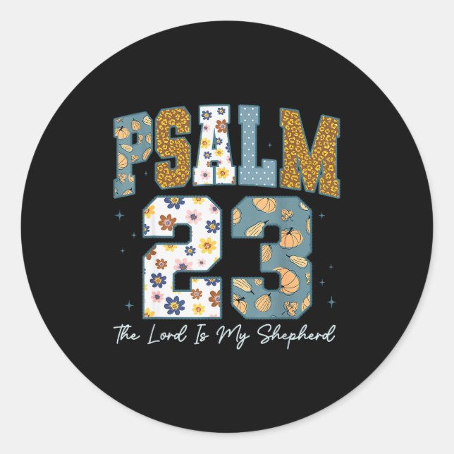 Christian Psalm 23 Retro The Lord Is My Shepherd B Classic Round Sticker (Front)
