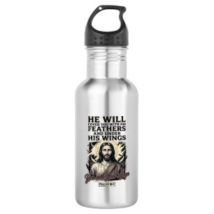 Christian Psalm 91_4 Jesus Vintage Engraving Shirt 532 Ml Water Bottle