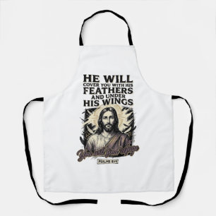 Christian Psalm 91_4 Jesus Vintage Engraving Shirt Apron