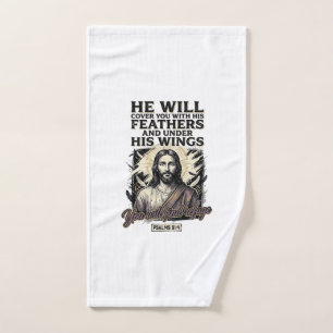 Christian Psalm 91_4 Jesus Vintage Engraving Shirt Hand Towel