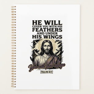 Christian Psalm 91_4 Jesus Vintage Engraving Shirt Planner