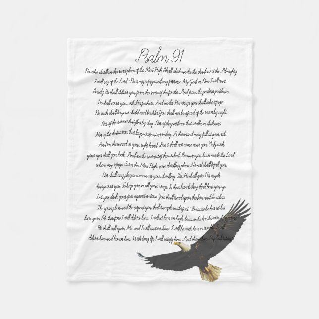 Christian Psalm 91 Bible Art Soaring Eagle Fleece Blanket (Front)