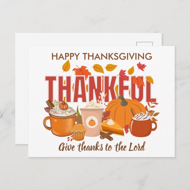 Christian Pumpkin THANKFUL Happy Thanksgiving Holiday Postcard (Front/Back)