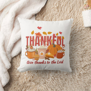 Christian Pumpkin THANKFUL Thanksgiving Cushion