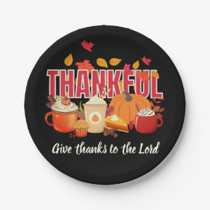Christian Pumpkin THANKFUL Thanksgiving Paper Plate