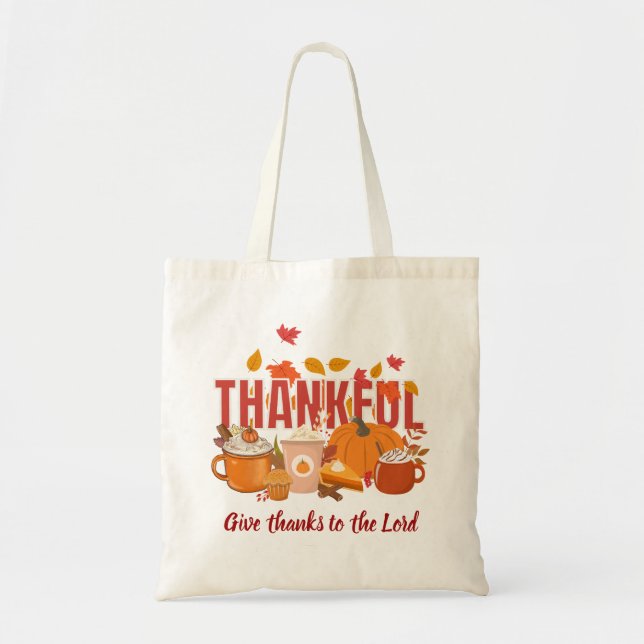 Christian Pumpkin THANKFUL Thanksgiving Tote Bag (Front)