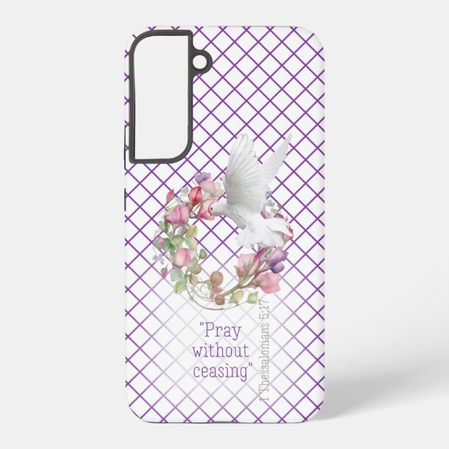 Christian Purple White Line Matrix Sweet Pea  Samsung Galaxy S22+ Case (Back)