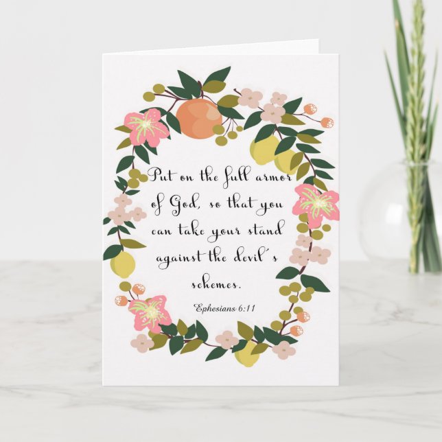 Christian Quote Art - Ephesians 6:11 Holiday Card (Front)