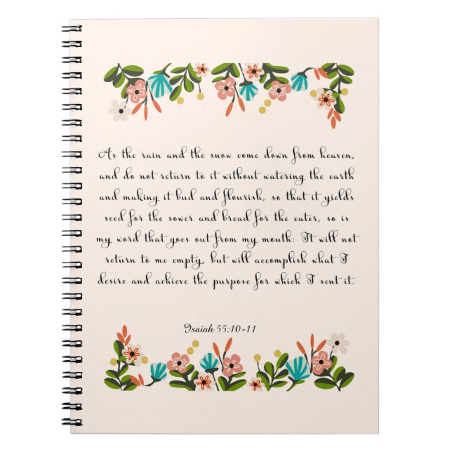 Christian Quote Art - Isaiah 55:10-11 Notebook (Front)