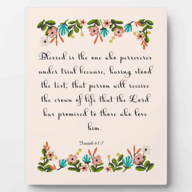 Christian Quote Art - Isaiah 61:7 Plaque (Front)