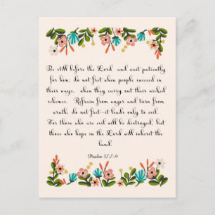 Christian Quote Art - Psalm 37:7-9 Postcard