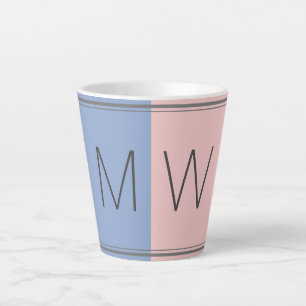 Christian Quote Blue Pink Monogram Latte Mug