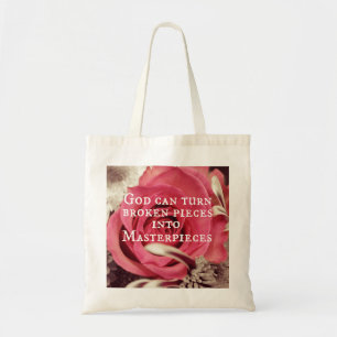 Christian Quote God Can Turn Broken Pieces Tote Bag