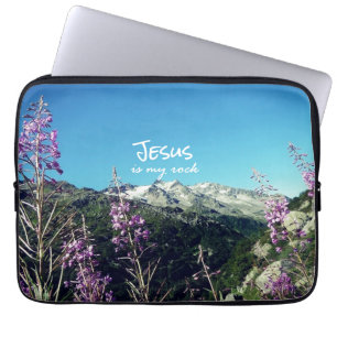 Christian Quote: Jesus is my Rock Laptop Sleeve
