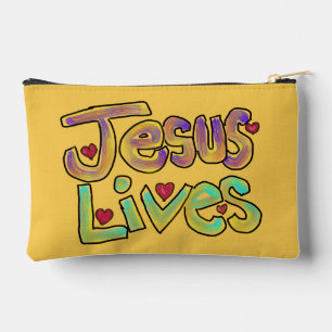 Christian Quote ‘Jesus Lives’ Bright Yellow  Accessory Pouch