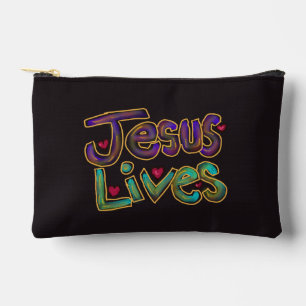 Christian Quote ‘Jesus Lives’ Custom Name Accessory Pouch