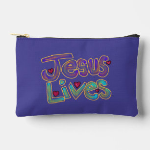 Christian Quote ‘Jesus Lives’ Custom Name Accessory Pouch