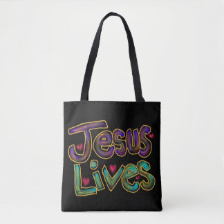 Christian Quote ‘Jesus Lives’ Custom Name Tote Bag