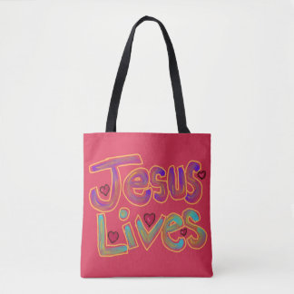 Christian Quote ‘Jesus Lives’ Custom Name Tote Bag