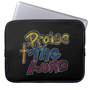Christian Quote ‘Praise the Lord’ on Black  Laptop Sleeve