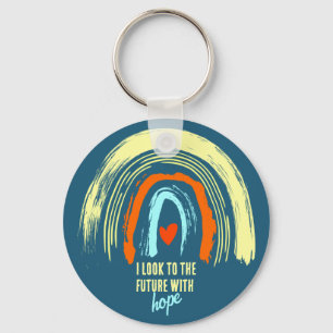 CHRISTIAN QUOTE RETRO BOHO RAINBOW ROUND KEY RING