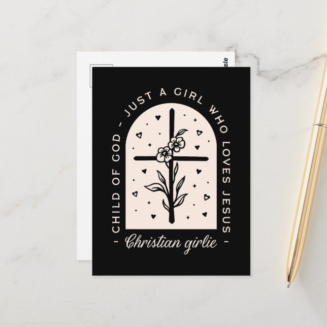 Christian quotes just a girl who loves Jesus cross Postcard (Front/Back In Situ)