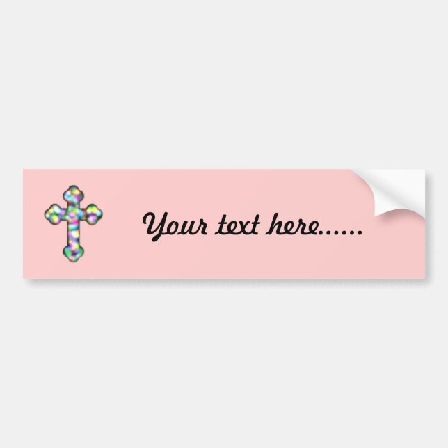 Christian Rainbow Cross Bumper Sticker (Front)
