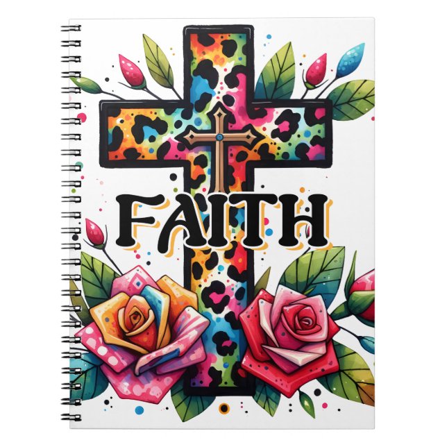 Christian Rainbow Faith Cross Notebook (Front)