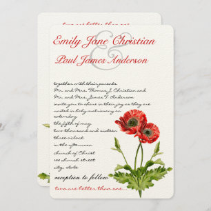 Christian Red Poppy Floral Wedding Invitations