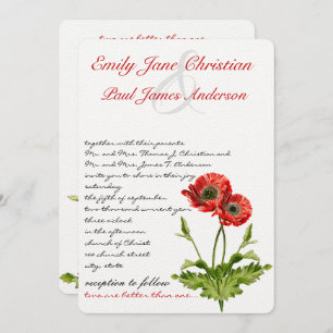 Christian Red Poppy Flower Wedding Invitation
