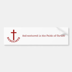 Christian Redeemed Red Cross and Text Design Bumper Sticker
