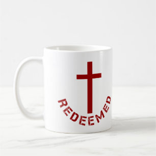 Christian Redeemed Red Cross and Text Design Coffee Mug